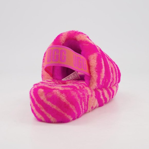 UGG Kids Fluff Yeah Slide Sandals in Pink Zebra - Picture 4 of 5